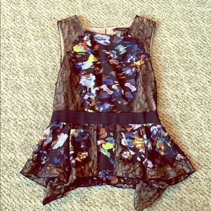 Lace Watercolor Peplum Tank Top by BCBG Max Azria